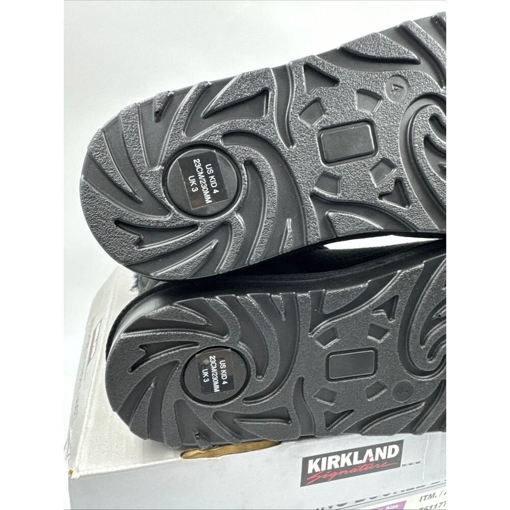 NEW Kirkland Signature Kids' Shearling Buckle Boots - Size 4 Black